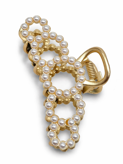 Haarklammer  Haarspange Haarschmuck Goldfarben "Perlenkreise" Sweet7