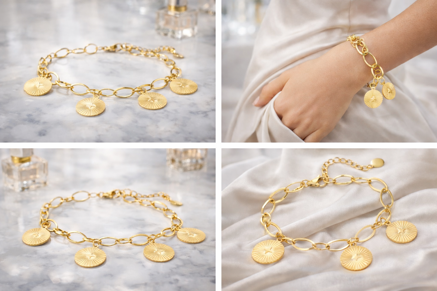 Armband 3 Münzen-Armband Goldfarben Kombinierbar Nickelfrei Yehwang
