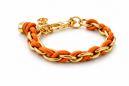 Armband Gliederarmband Goldfarben durchzogen Kunstleder Farben Biba Nickelfrei