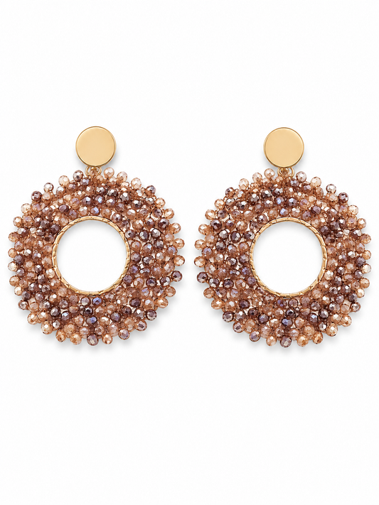 Ohrhänger Ohrringe Goldfarben Beige Crystal Statement Nickelfrei Lila Grau Wauw