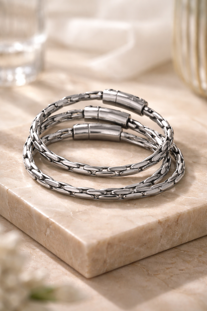 Armband Antik Silberfarben Besondere Gliederverbindungen Unisex Nickelfrei Biba