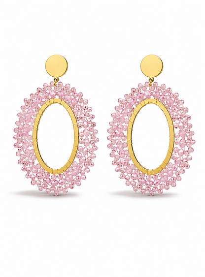 Ohrhänger Blush Oval Sommer Hellrosa Blau oder Weiß Statement Yehwang