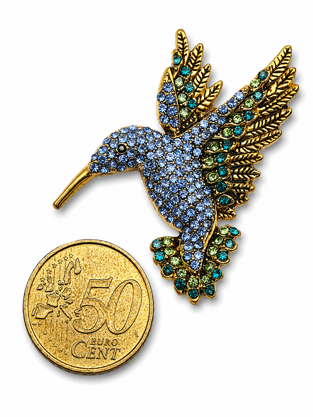 Brosche Kolibri Blau Pink Amazonas Vogel Vögel Trend Pfau Gockel