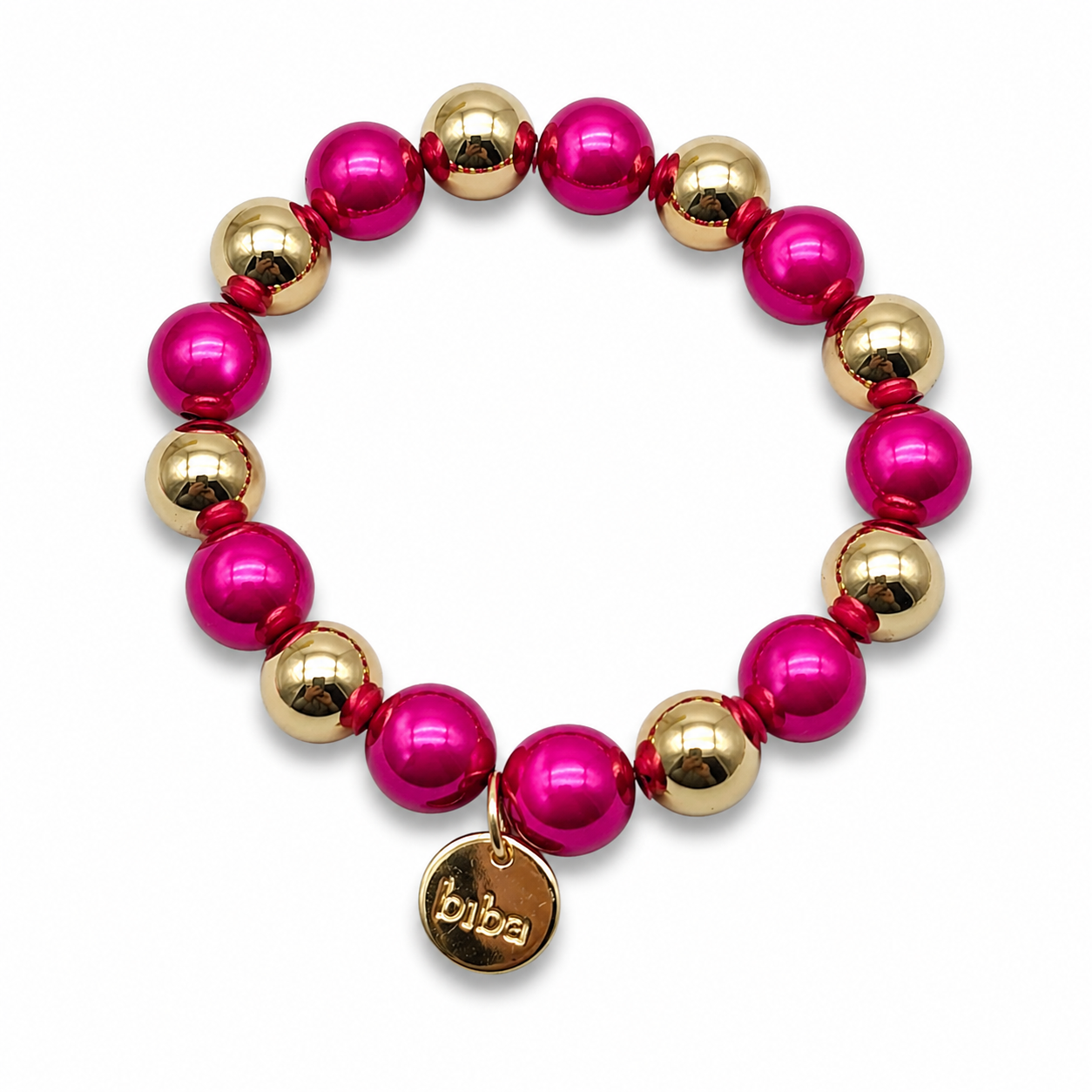 Armband elastisch verschiedene goldfarben Beige Pink Space Beads Farben Biba