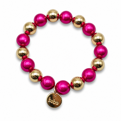 Armband elastisch verschiedene goldfarben Beige Pink Space Beads Farben Biba