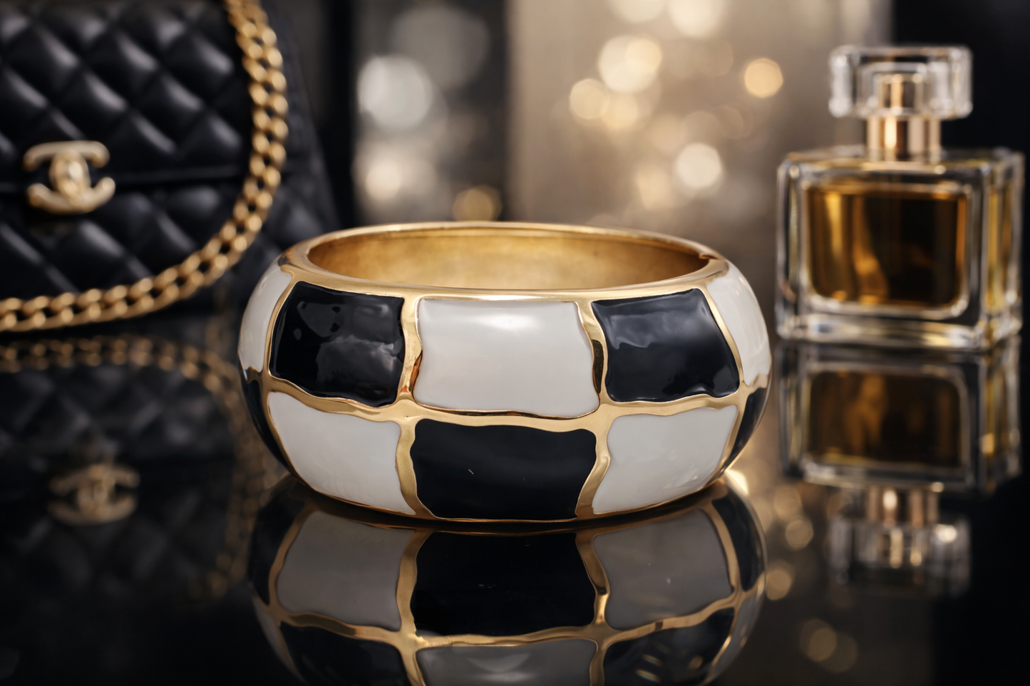 Armband Klapp-Armband Schwarz Weiß Gold Orange Nickelfrei Cosmos