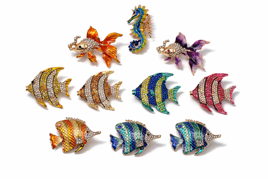 Brosche Seepferdchen Goldfisch Dokterfisch Seewasser Fische Meer Urlaub
