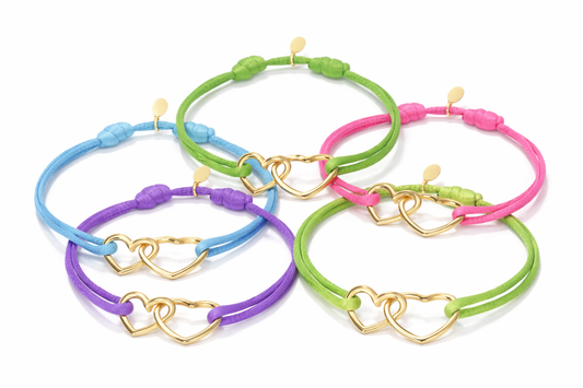 Armband Stoffarmband Herz bunt Liebe Romantik Freundschaft Nickelfrei Yehwang