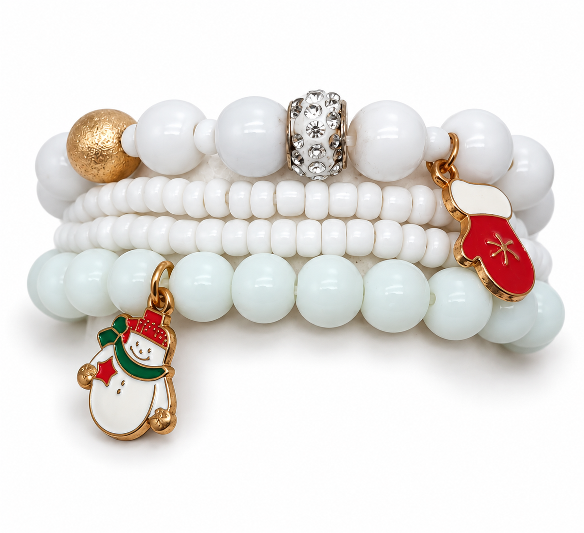 Armband Set 4 Stück Weihnachten Schneemann Weiß Festlich
