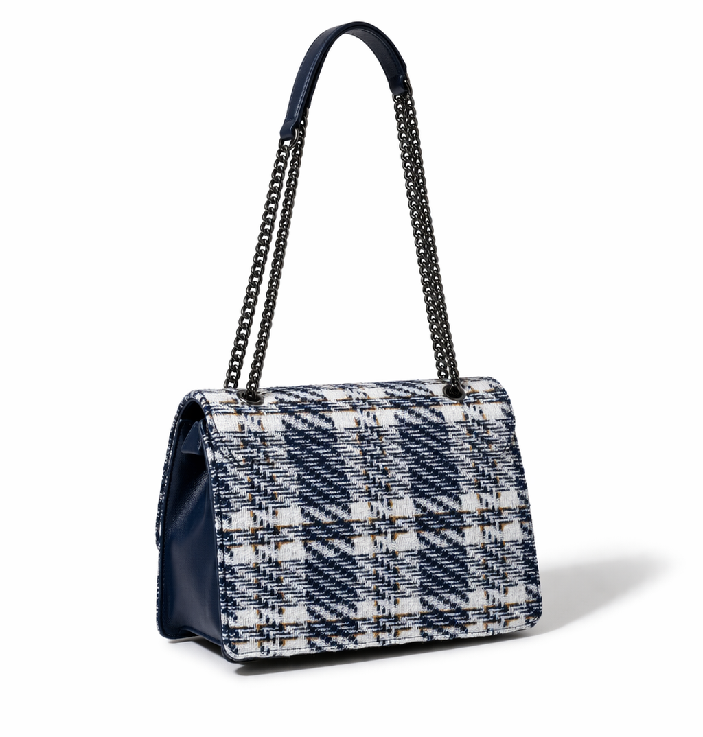 Tasche Handtasche Umhängetasche Ines Delaure Tweed elegant stilvoll trend