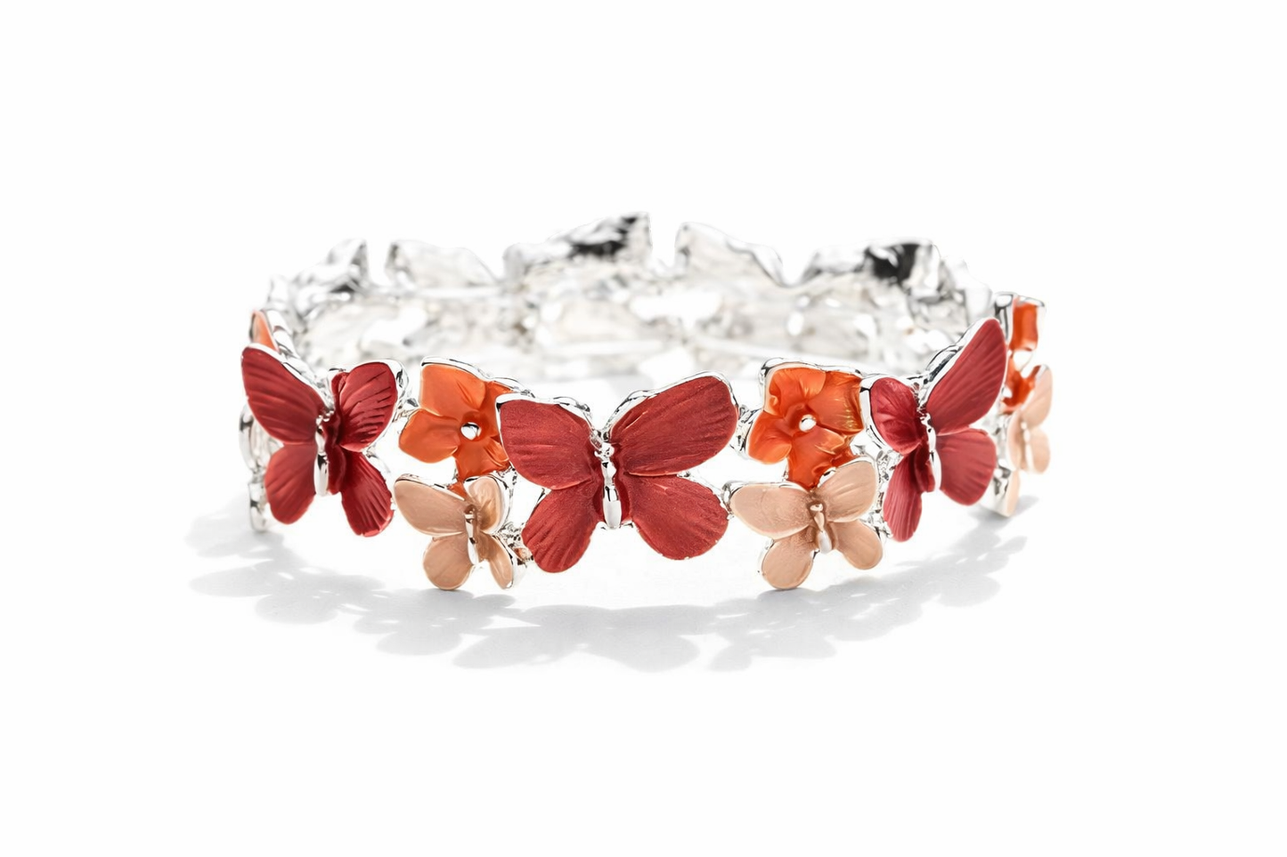 Armband Schmetterlinge Rot Orange Sommer Trend 2026 Elastisch Nickelfrei