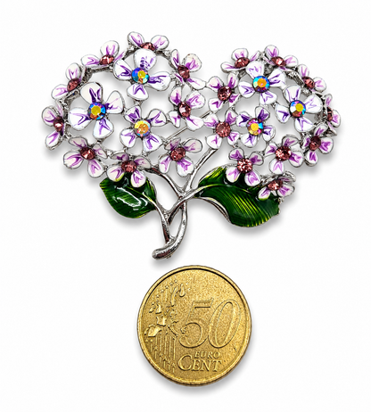 Brosche Hortensie Blau Rosa Lila Blumen Strauch Garten Herbst