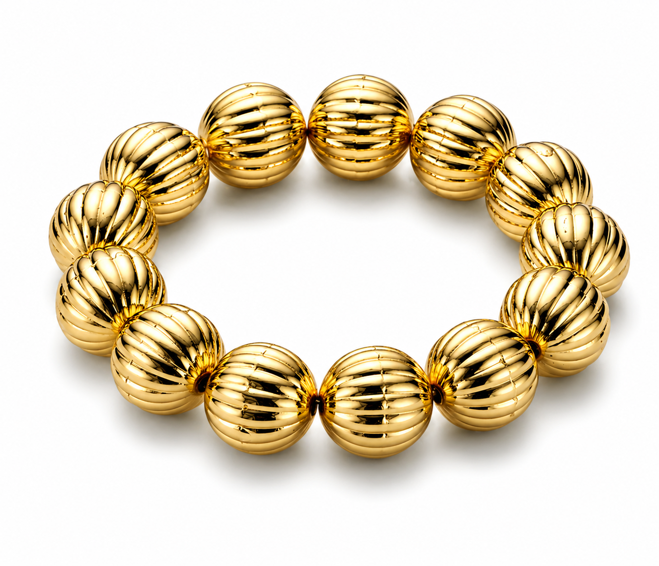 Armband Goldfarben geriffelte Kugeln Nickelfrei Sommer Trend Biba