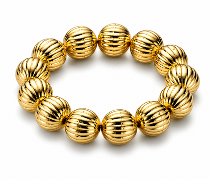 Armband Goldfarben geriffelte Kugeln Nickelfrei Sommer Trend Biba