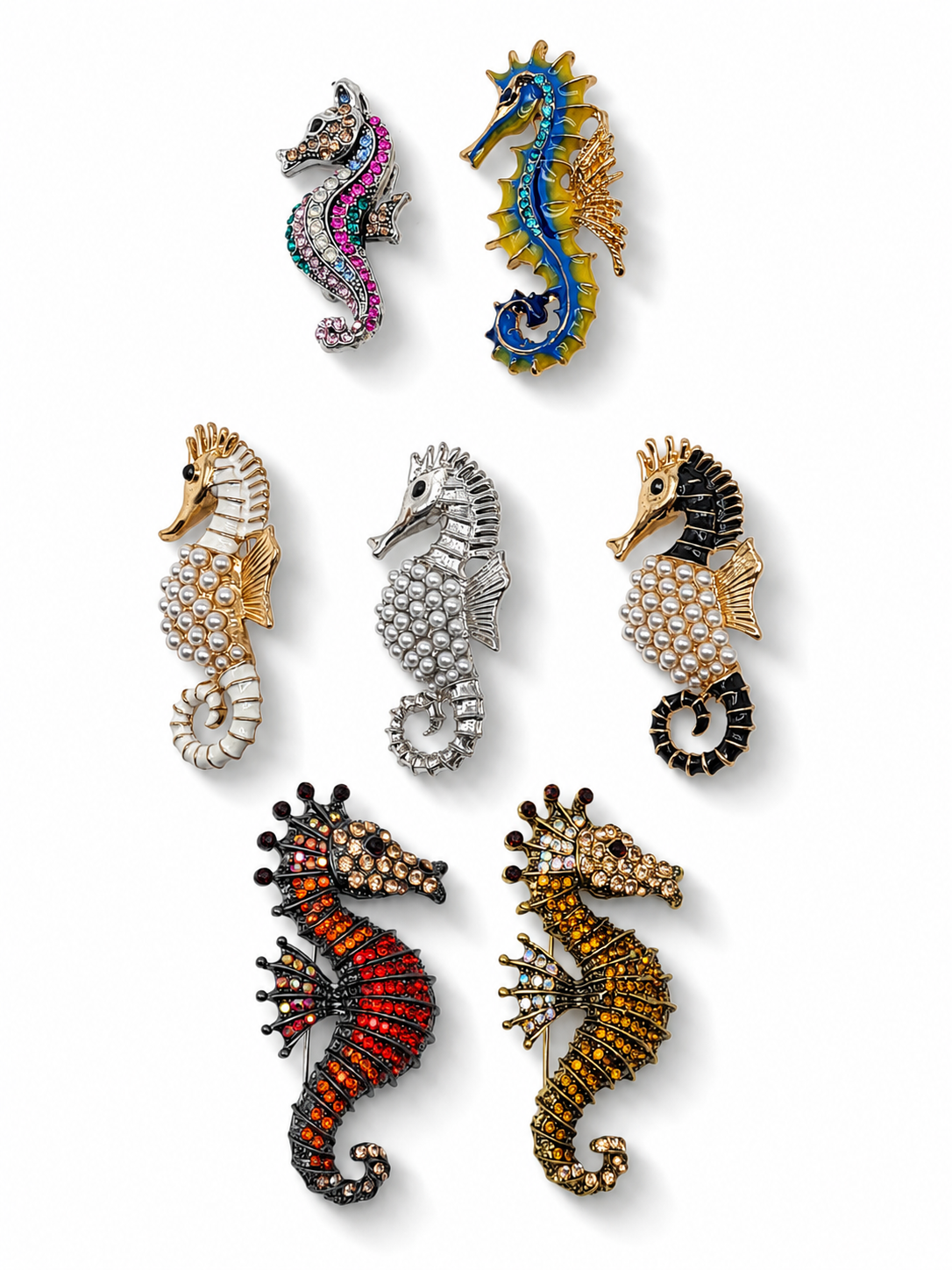 Brosche Seepferdchen Bunt Meer Ocean Aquarium Urlaub Modeaccessoires