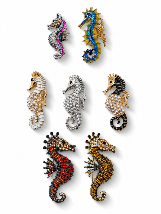 Brosche Seepferdchen Bunt Meer Ocean Aquarium Urlaub Modeaccessoires