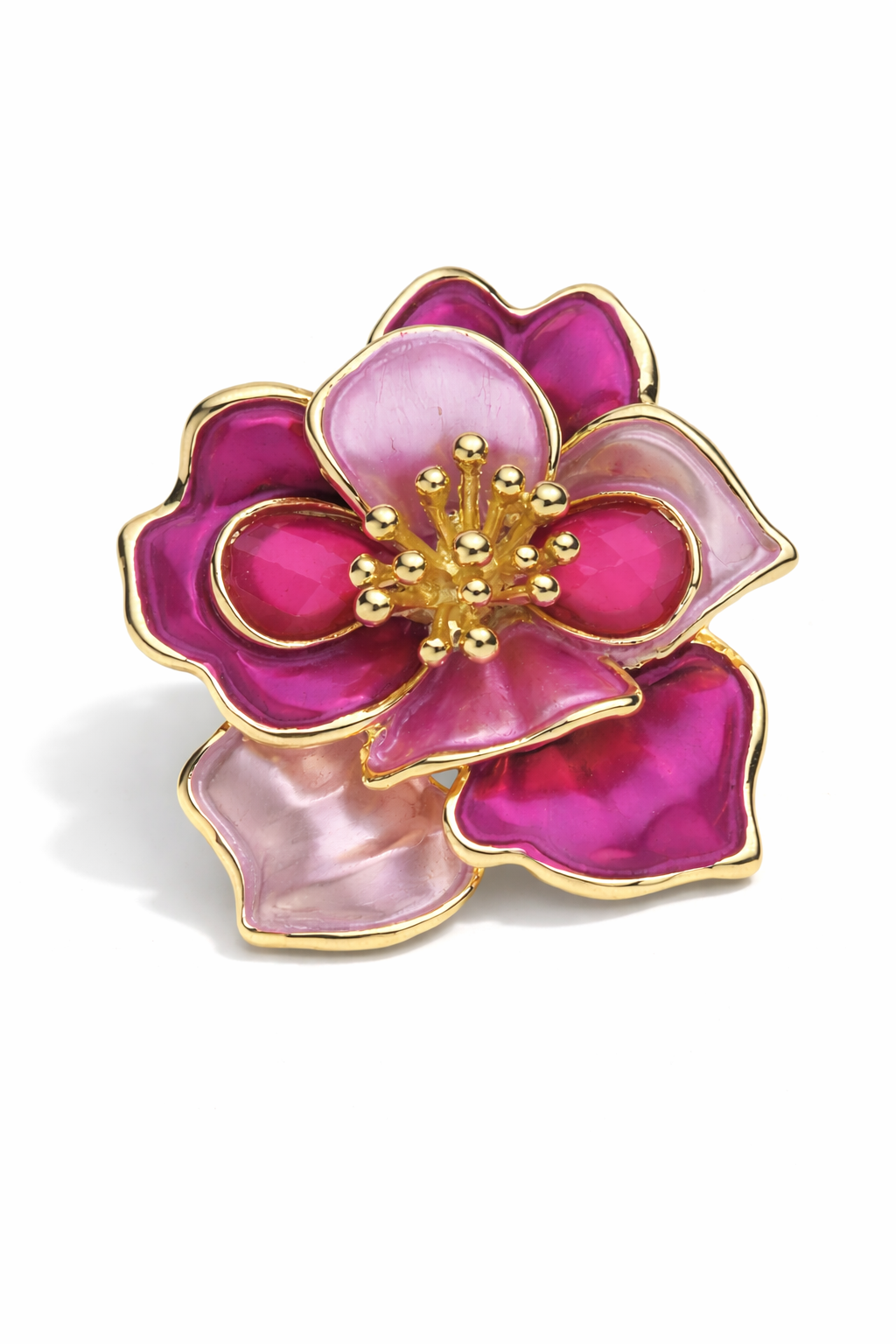 Brosche Blume Tropen Blau Fuchsia Anstecknadel Magnet Trend Sommer