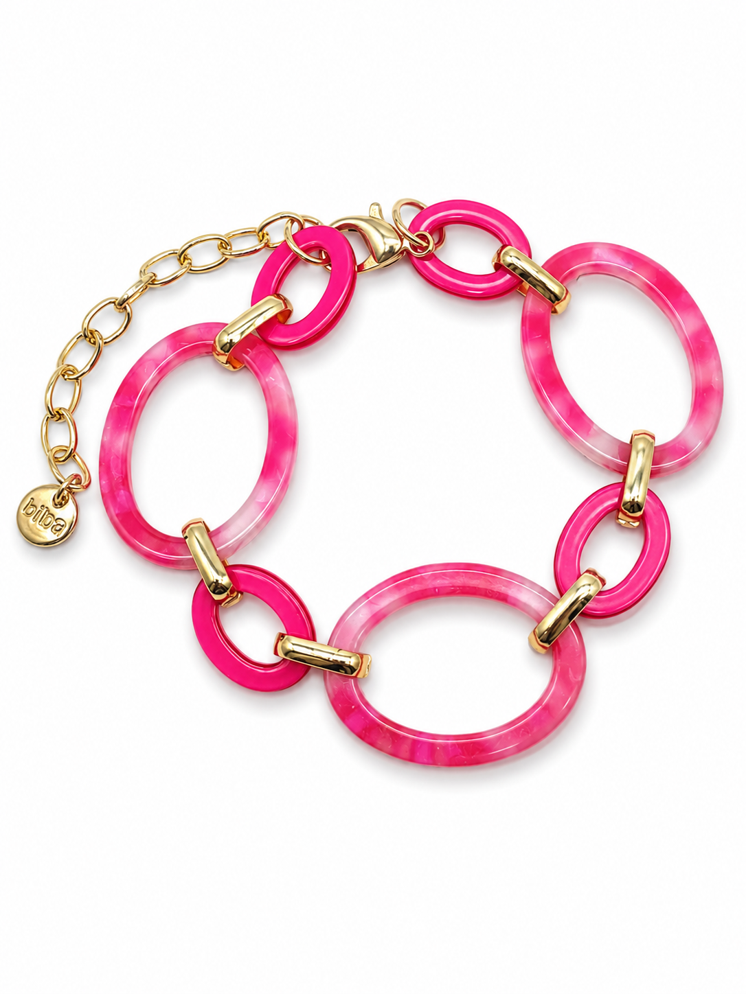 Armband Orange Pink Acryl Kreise Ovale verstellbar Biba Retro