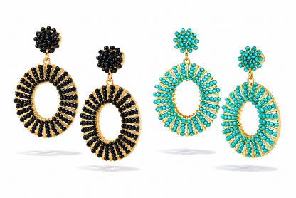 Ohrhänger Bead Bliss Ohrringe Schwarz Grün Goldfarben Ohrringe nickelfrei Yehwang