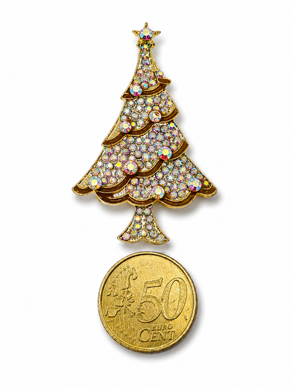 Broche Weihnachtsbaum Tanne Perlen Straß Christmas