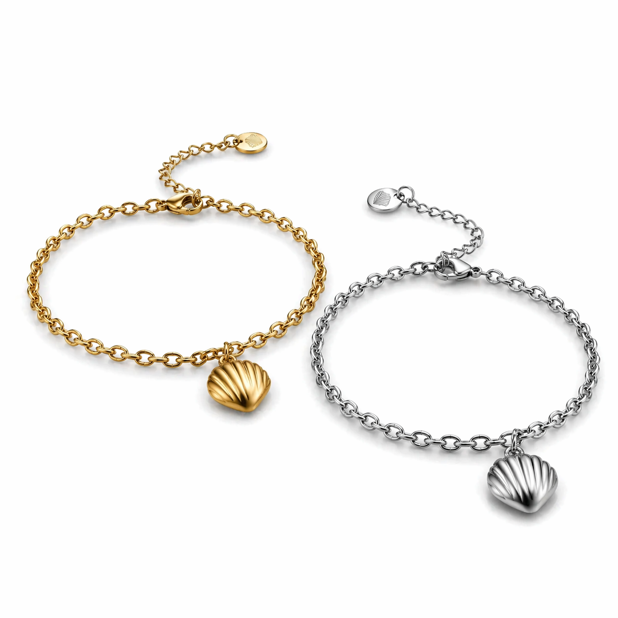 Biba Armband Bettelarmband Matt Goldfarben Matt Silberfarben Muschel Biba