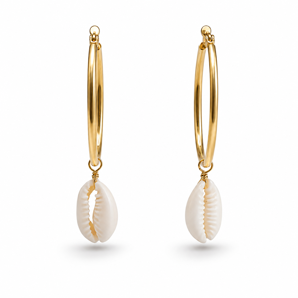 Ohrringe Creolen mit Muschel-Anhänger Nickelfrei Meer Ocean Modeschmuck Sweet7