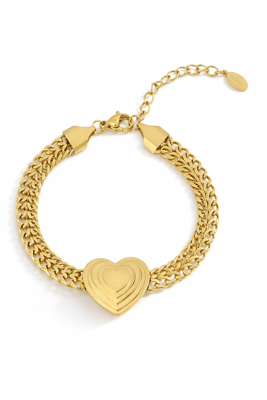 Armband auffälliges Gliederarmband Herz Goldfarben Liebe Romantik Yehwang