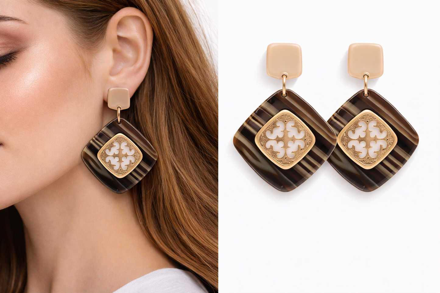 Biba Ohrringe Ohrhänger muster schwarz goldfarben nickelfrei tiger leoparden