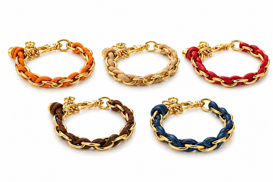 Armband Gliederarmband Goldfarben durchzogen Kunstleder Farben Biba Nickelfrei