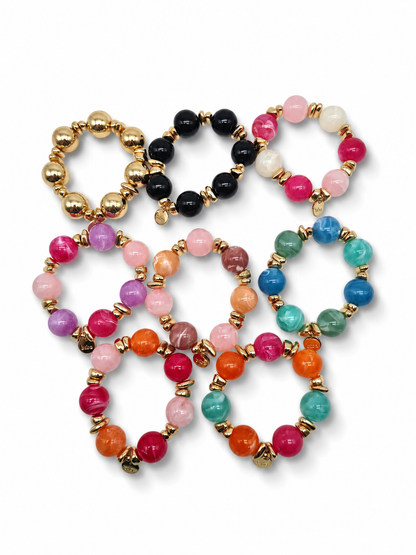 Armband Farben Treasures Space Beads elastisch Nickelfrei Biba Goldfarben