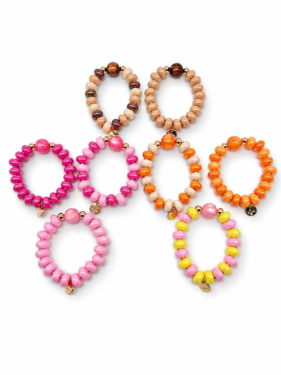 Armband Elastisch Perlen Urlaub Strand rosa Kugel nickelfrei Biba Beige