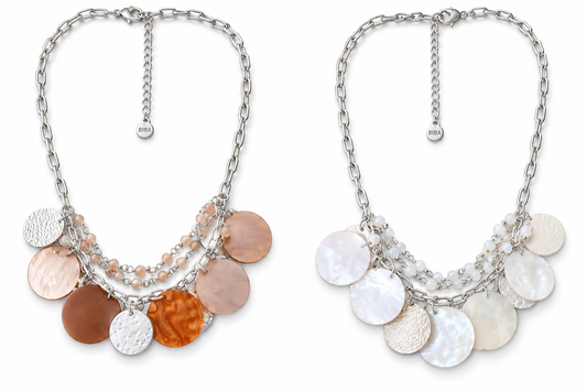 Halskette Braun Matt Silber kleine Kette Resin Perlen Nickelfrei  Biba