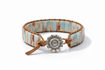 Armband Blumen Vintage Türkis Orange Nativ Nickelfrei Freundschaft Cosmos