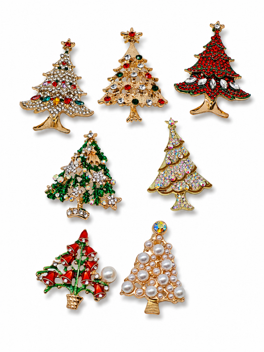 Broche Weihnachtsbaum Tanne Perlen Straß Christmas