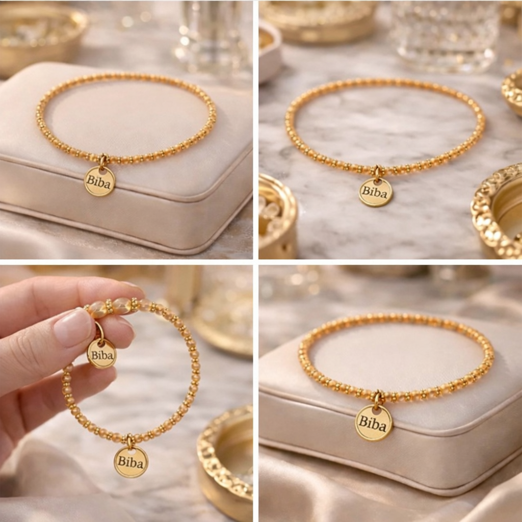 Armband elastisch Filigran mit Beige und Goldfarbene Perlen Biba Sommer 2026