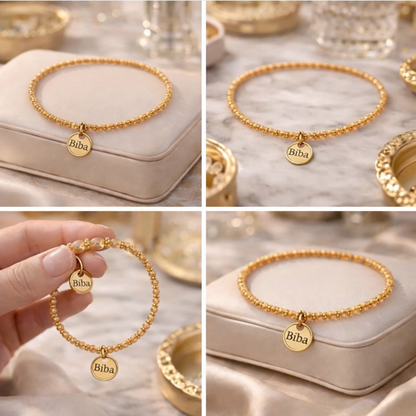 Armband elastisch Filigran mit Beige und Goldfarbene Perlen Biba Sommer 2026