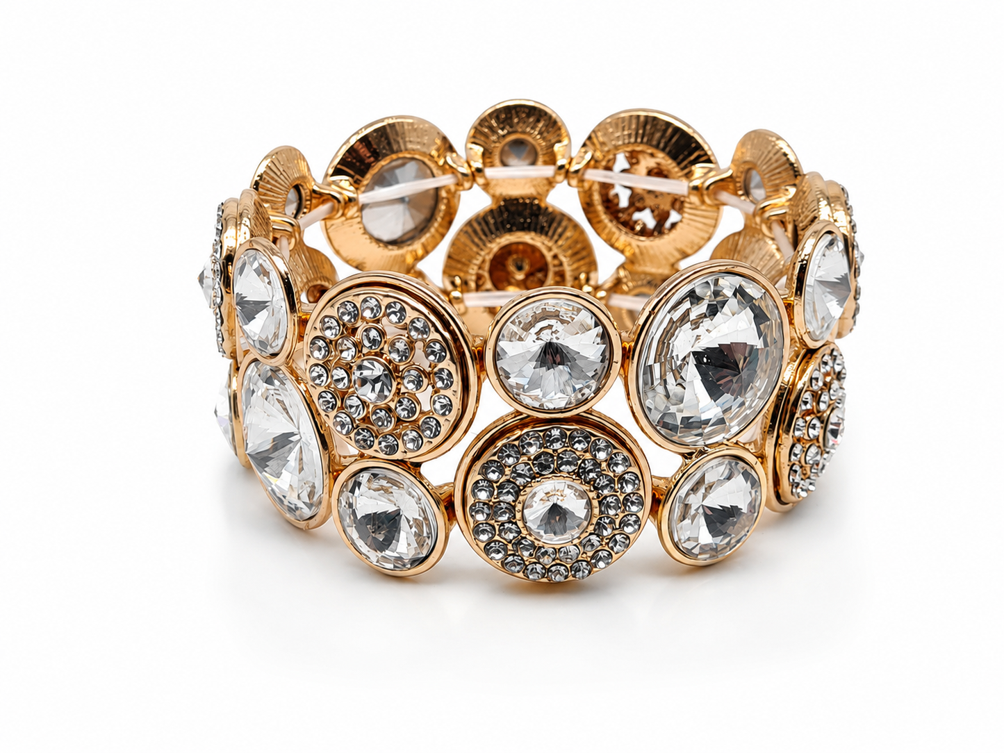 Armband elastisch Doppelreihe Strass steinen Statement Amorino