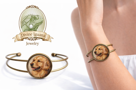 Armband Armreif Beste Freunde Golden Retriever Glas Cabochon Manschettenarmband