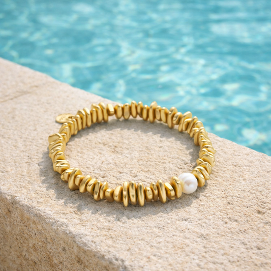 Armband elastisch Golfarben mit Süßwasserperle Sommer Trend Biba
