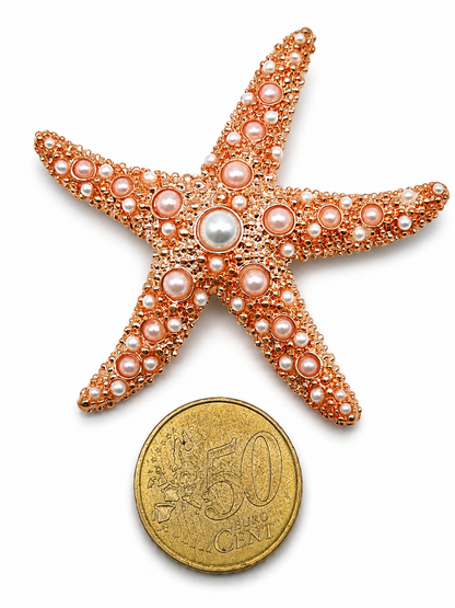 Brosche Ocean Treasures orange Seestern Rosa Blau Bunt Strand Urlaub