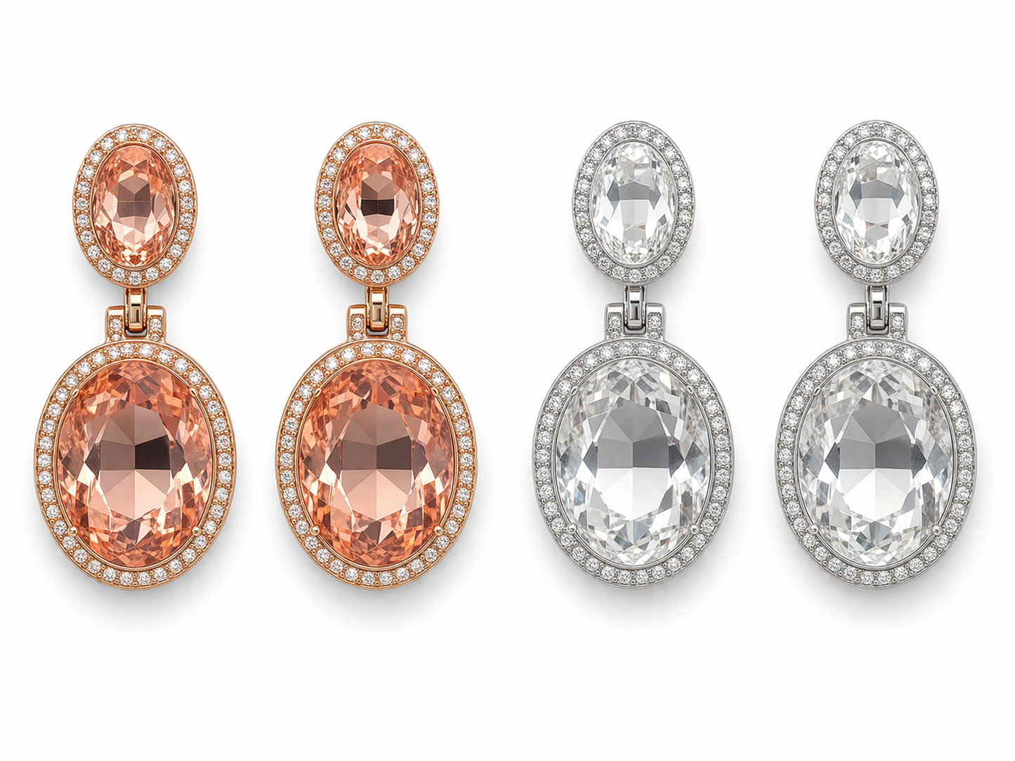 Ohrringe Ohrhänger mit Strass-Anhänger Rosa und Silberfarben Nickelfrei Michelle Bijou