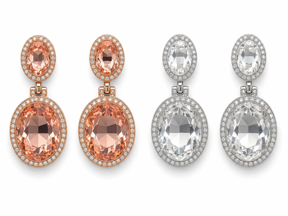 Ohrringe Ohrhänger mit Strass-Anhänger Rosa und Silberfarben Nickelfrei Michelle Bijou