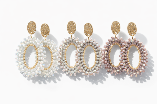 Biba Ohrhänger Oval mit Steinbesatz in verschiedene Farben Statement