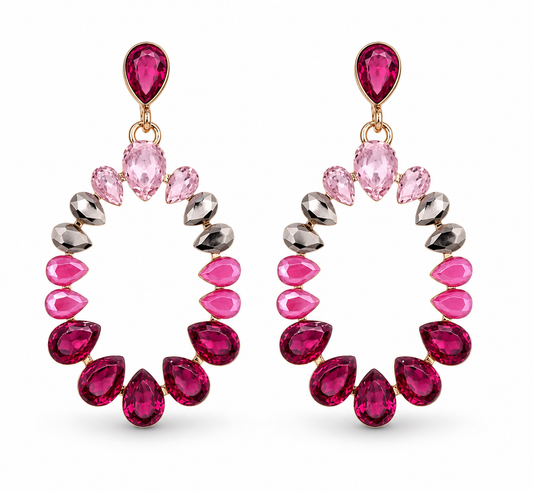 Ohrringe Ohrhänger Oval Pink-töne nickelfrei rosa Straß Sweet7 Rosa Statement