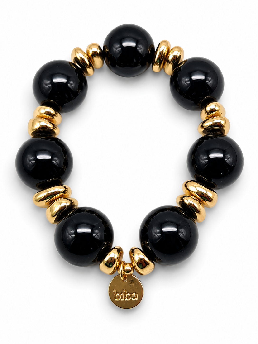 Armband Farben Treasures Space Beads elastisch Nickelfrei Biba Goldfarben
