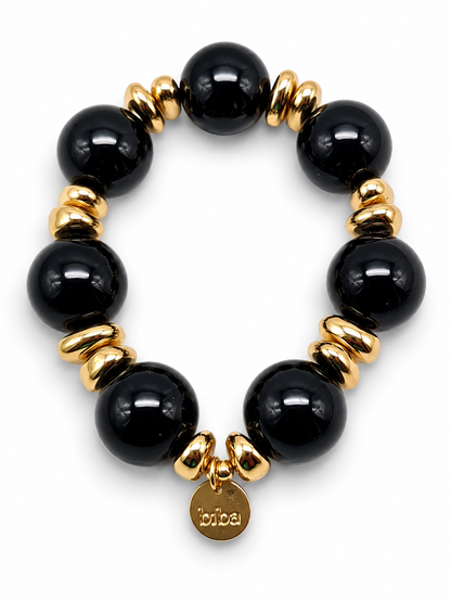 Armband Farben Treasures Space Beads elastisch Nickelfrei Biba Goldfarben