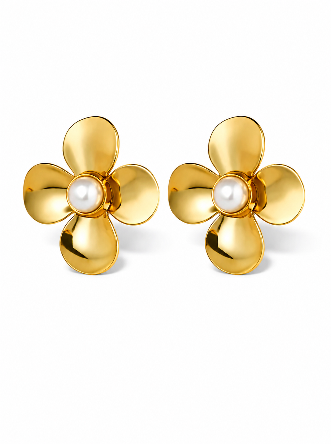 Ohrstecker floraler Perle Silber- Goldfarben nickelfrei Blume floral Yehwang