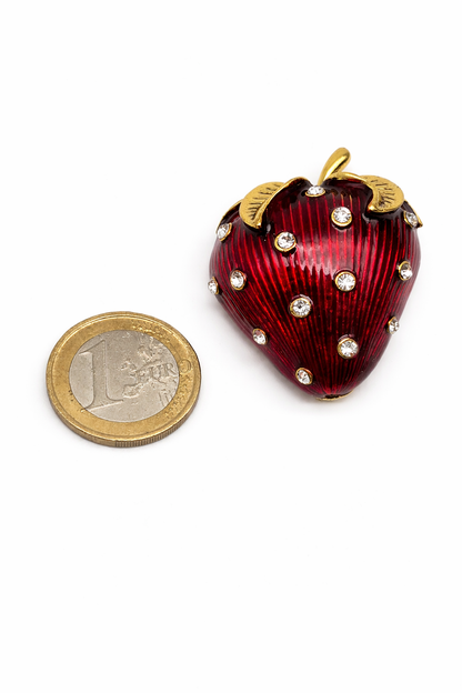 Brosche Erdbeerzeit Erdbeere Rot Obst Frühling Sommer Modeschmuck