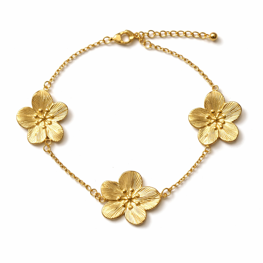 Armband filigranes Armband 3 Butterblumen Silber Goldfarben Elegant Amorino