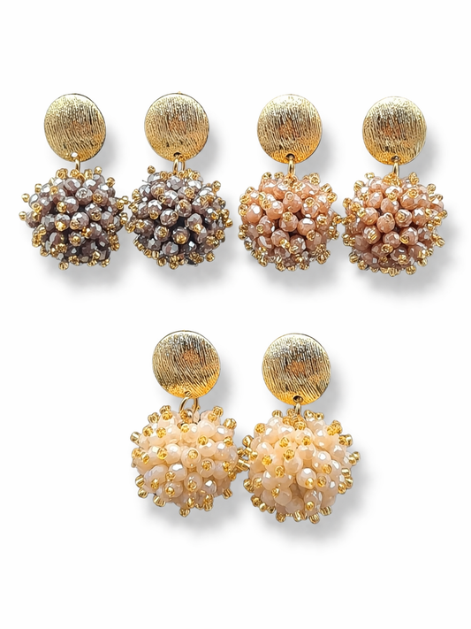 Ohrringe Ohrhänger in Beige hell- & dunkel Purple Crystal Beads Michelle Bijou